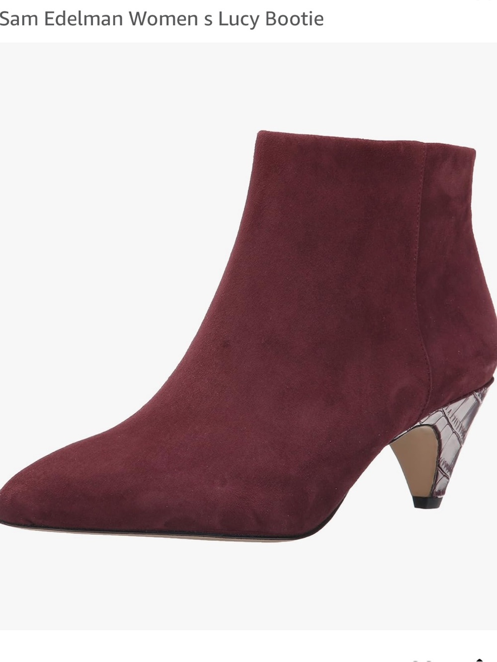 Sam Edelman Lucy Bootie Pointed-Toe kitten heels Burgundy Red Suede Ankle Bootie